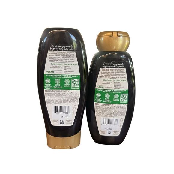 Garnier Whole Blends Black Charcoal Rebalancing Shampoo 11.7 & Conditioner 12oz - Picture 2 of 2